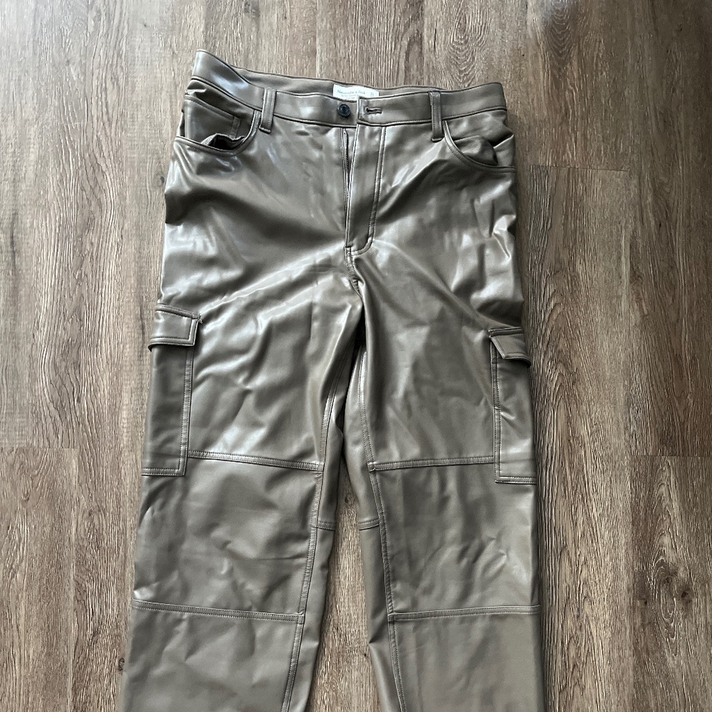 Abercrombie Curve Love Olive Leather Pants